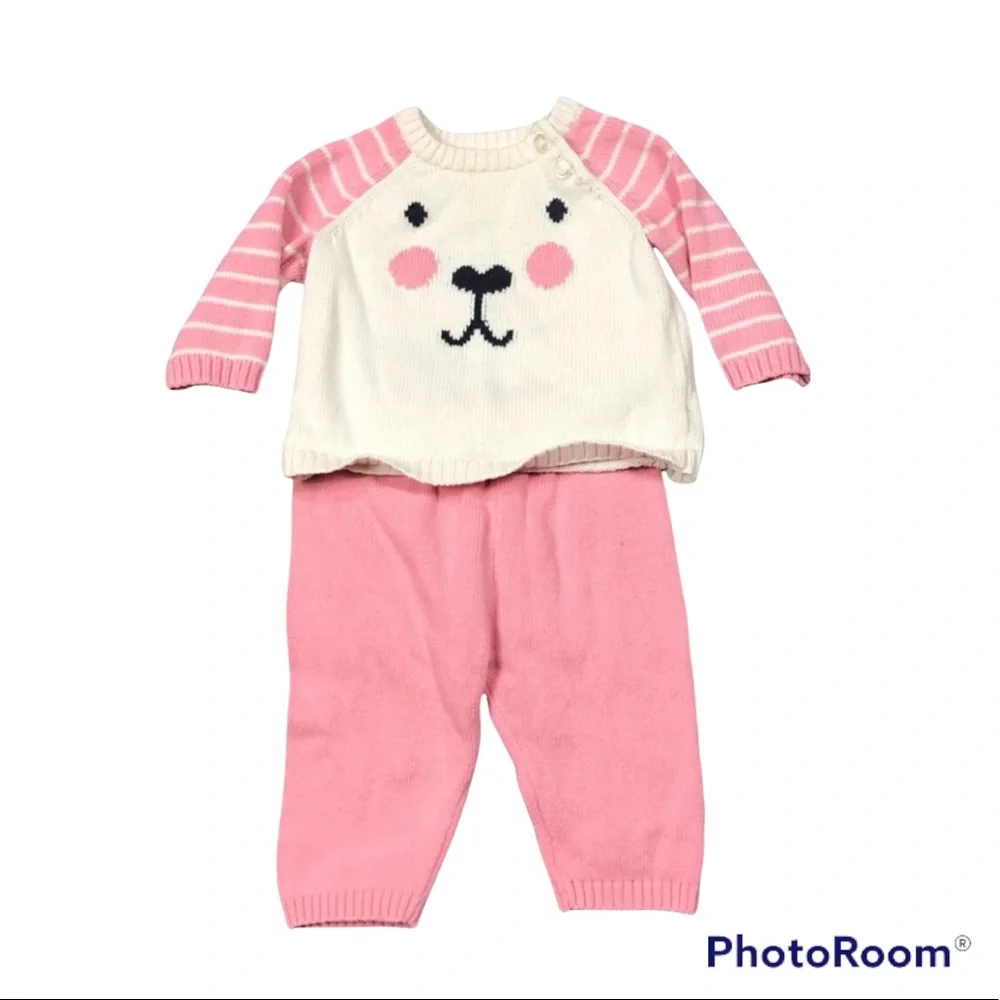 Cherokee Pink Bear Sweater Outfit size 3 months - Picture 1 of 11